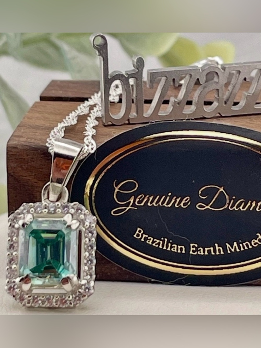3.05ct Certified Green Diamond White Pendant Necklace 925 Silver